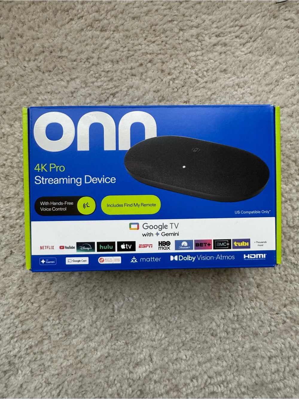ONN 4K Pro Streaming Device Google TV 4K UltraHD Dolby Vision Atmos 32GB 3GB RAM